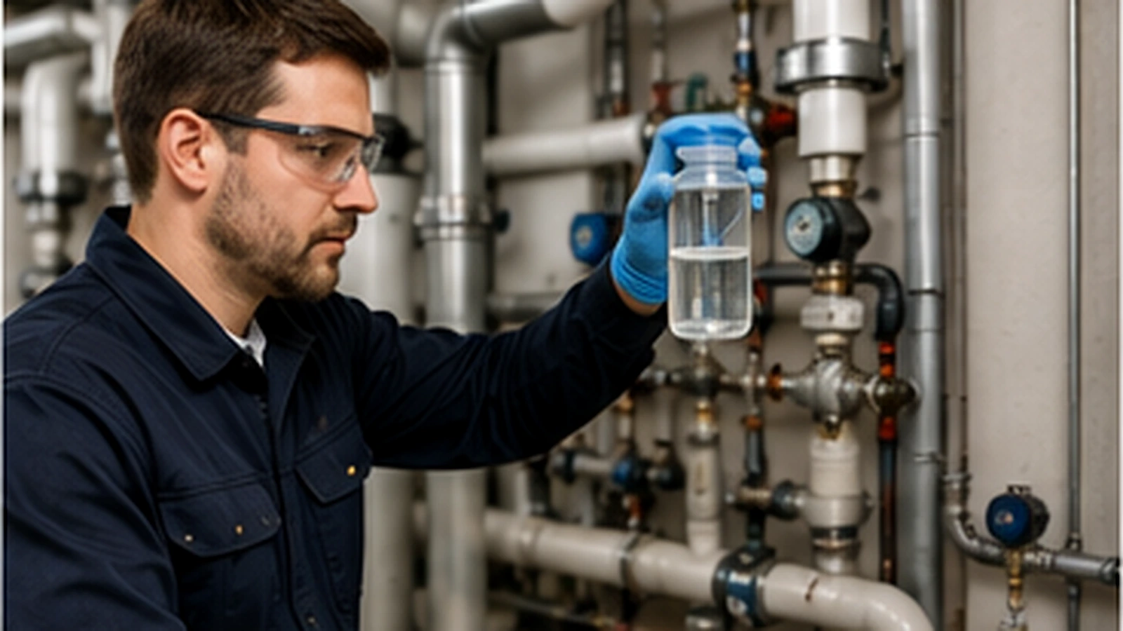 Systeemwater wordt bemonsterd voor analyse