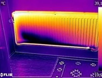 Thermografie toont de warmteverdeling in een radiator